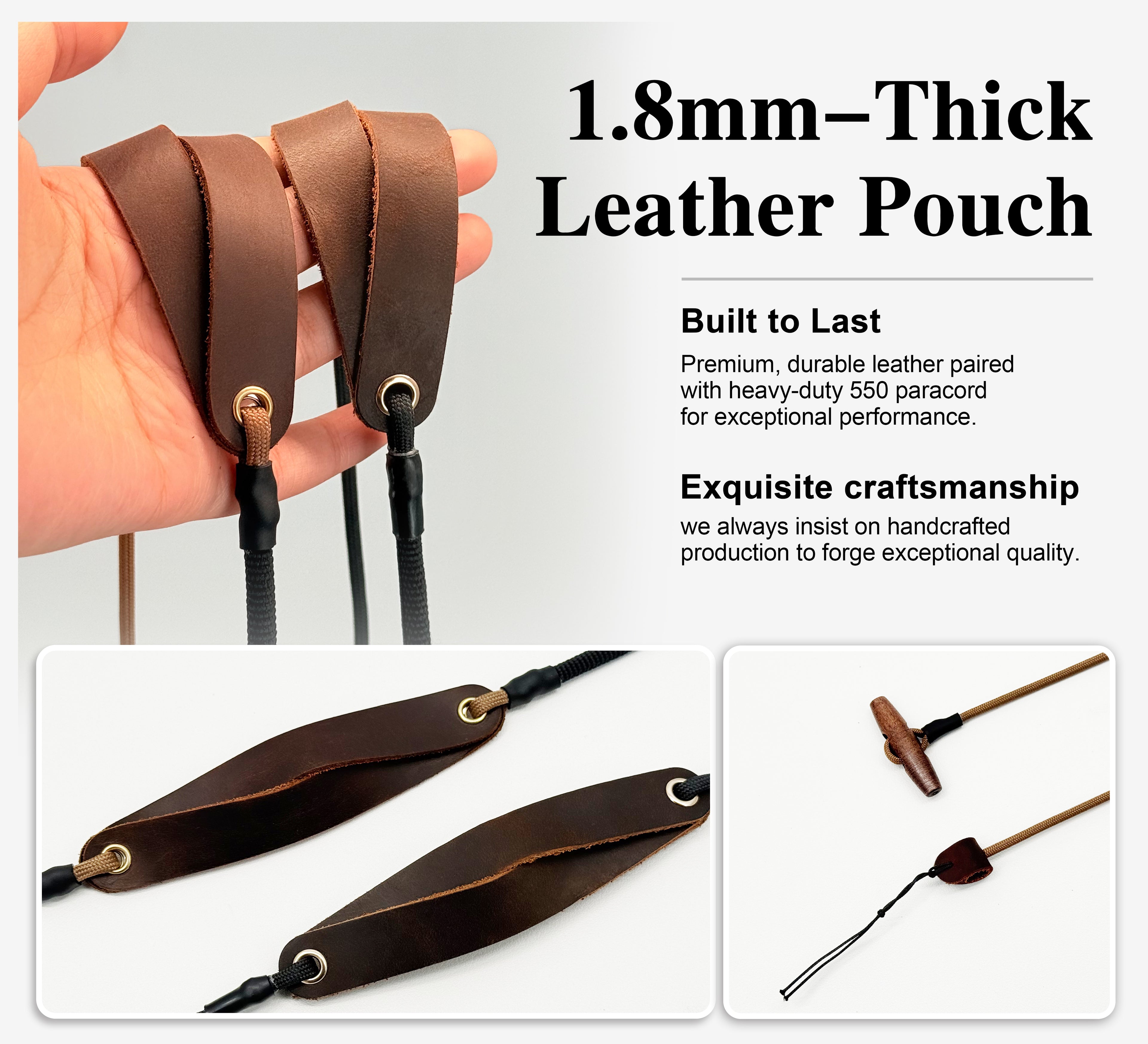 KING DAVID | SCOUT Series Shepherd Sling - T-Handle, Silent Brown