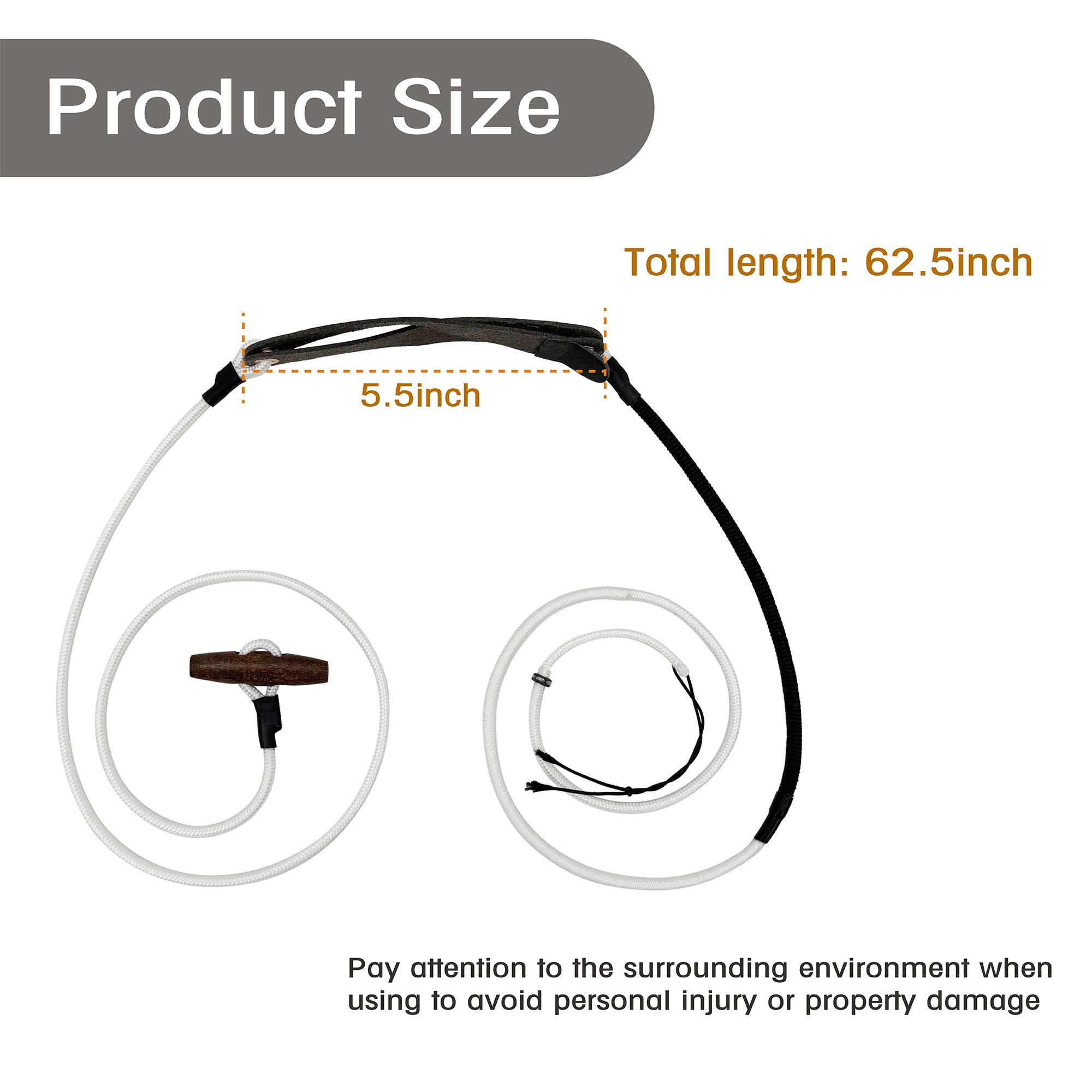 KING DAVID | Centurion Series Shepherd Sling - White, T-Handle, 28-Inch